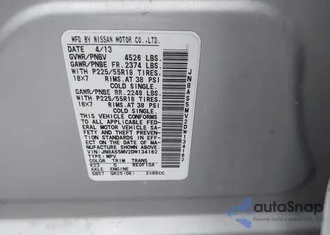 2013 Nissan Rogue Sv W/Sl Pkg from USA, damaged, VIN JN8AS5MV2DW134162